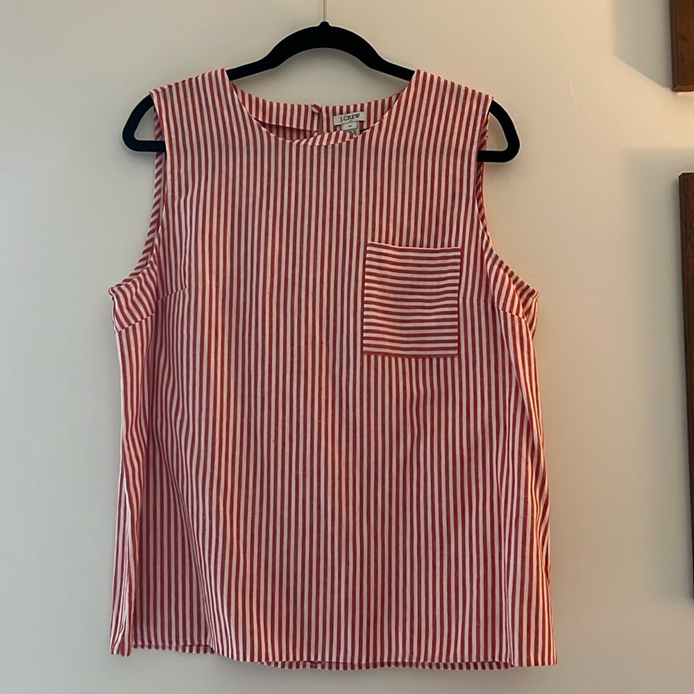 J. Crew linen striped sleeveless shirt